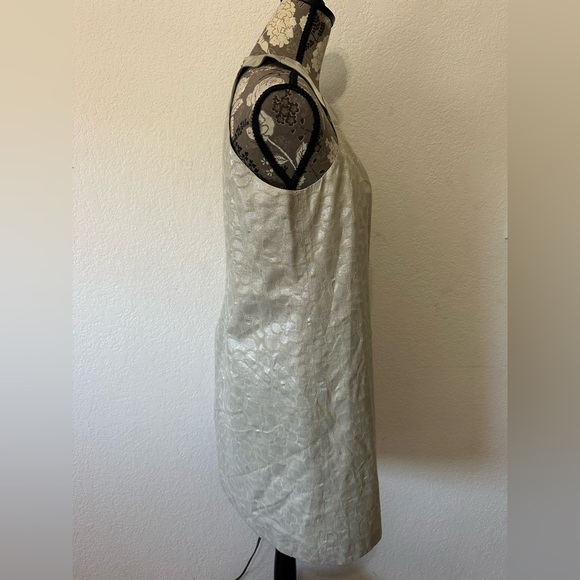Flounce Metallic Silver Jacquard Mini dress with Bow - Size M - Picture 2 of 8